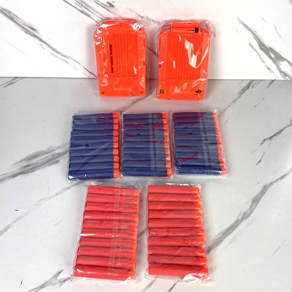 2 NERF N-Strike Elite Magazines with (6 slots) -Dart Clip Mags with 50 Rounds